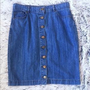 Button Up, Medium Wash Denim Skirt
